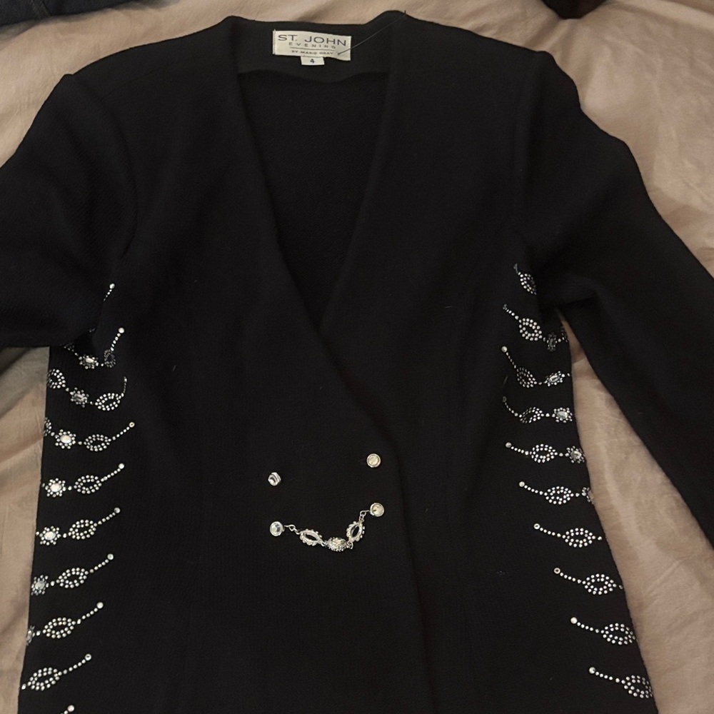 St. John Black Knit with Silver Accents